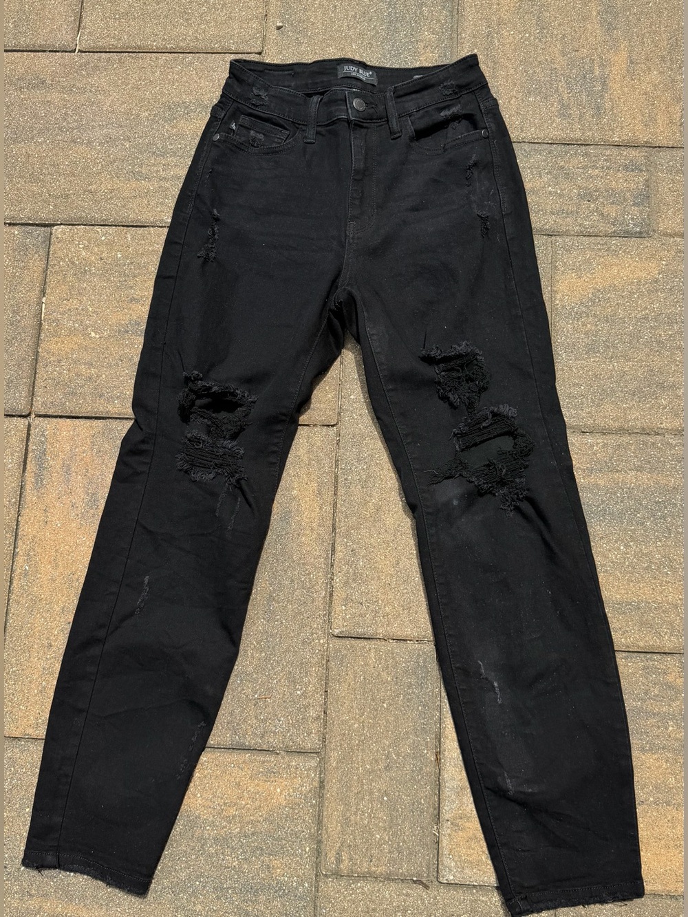 Judy Blue Boyfriend Fit Distressed Black Jeans Women’s Size 3/26 Stretch Denim